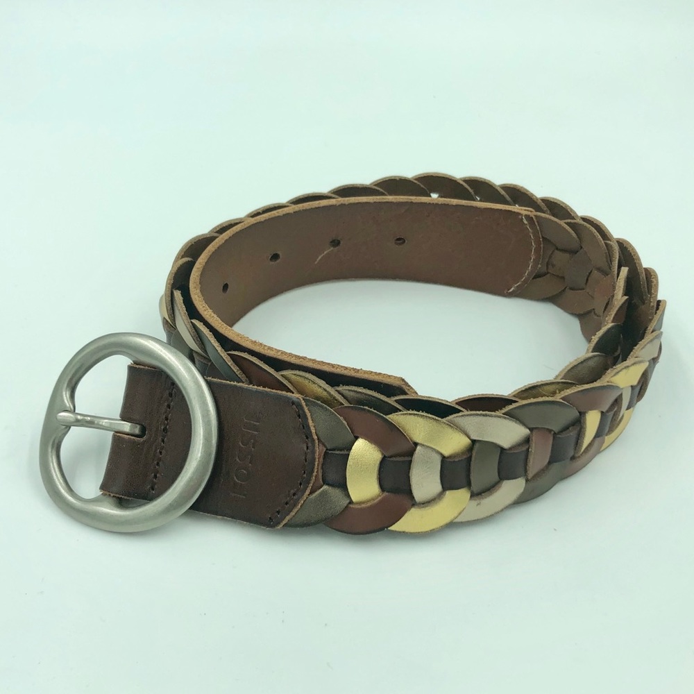 FOSSIL woven leather metallic belt - Small.